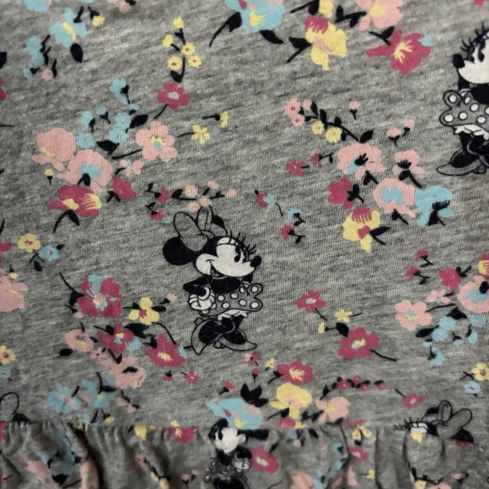 Gap Kids Disney Minnie Mouse Floral Peplum Top Girls Size 10 Shirt Gray Floral‎